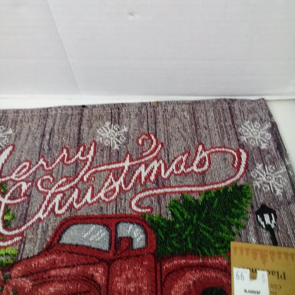 Christmas Placemat Lot of 4 Red Truck Tree Fabric 18